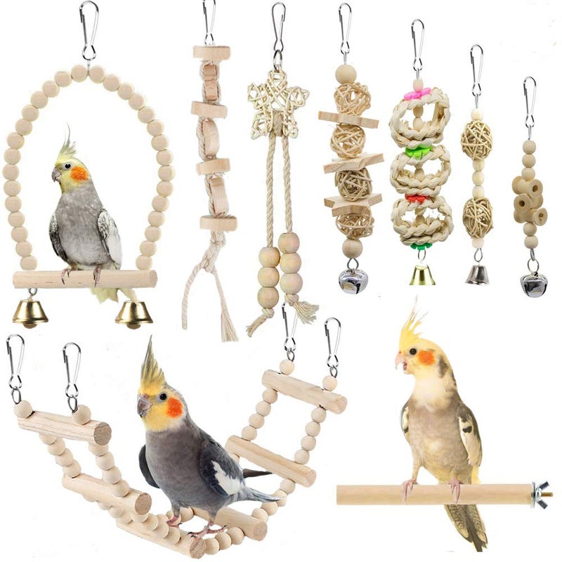 lovyoCoCo Bird Parrot Swing Toys, Chewing Standing Hanging Perch Hammock Climbing Ladder Bird Cage Toys for Budgerigar, Parakeet, Conure, Cockatiel, Mynah, Love Birds, Finches and Other Small to Medium Birds - Image 1